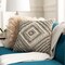 Tiwari Home 22" Cream and Beige Bohemian Pattern Square Throw Pillow - Down Filler